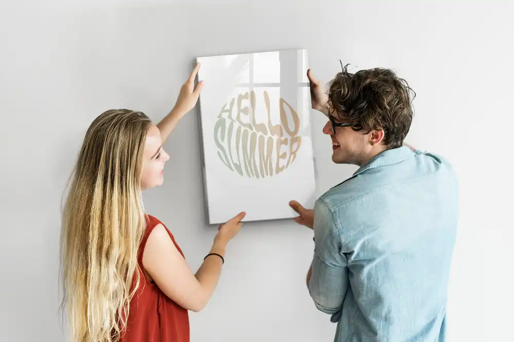 Tableau magnétique avec feutre et motif Bonjour été