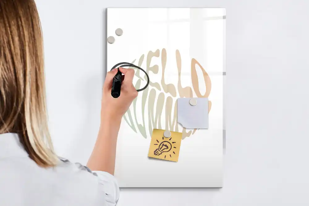 Tableau magnétique avec feutre et motif Bonjour été