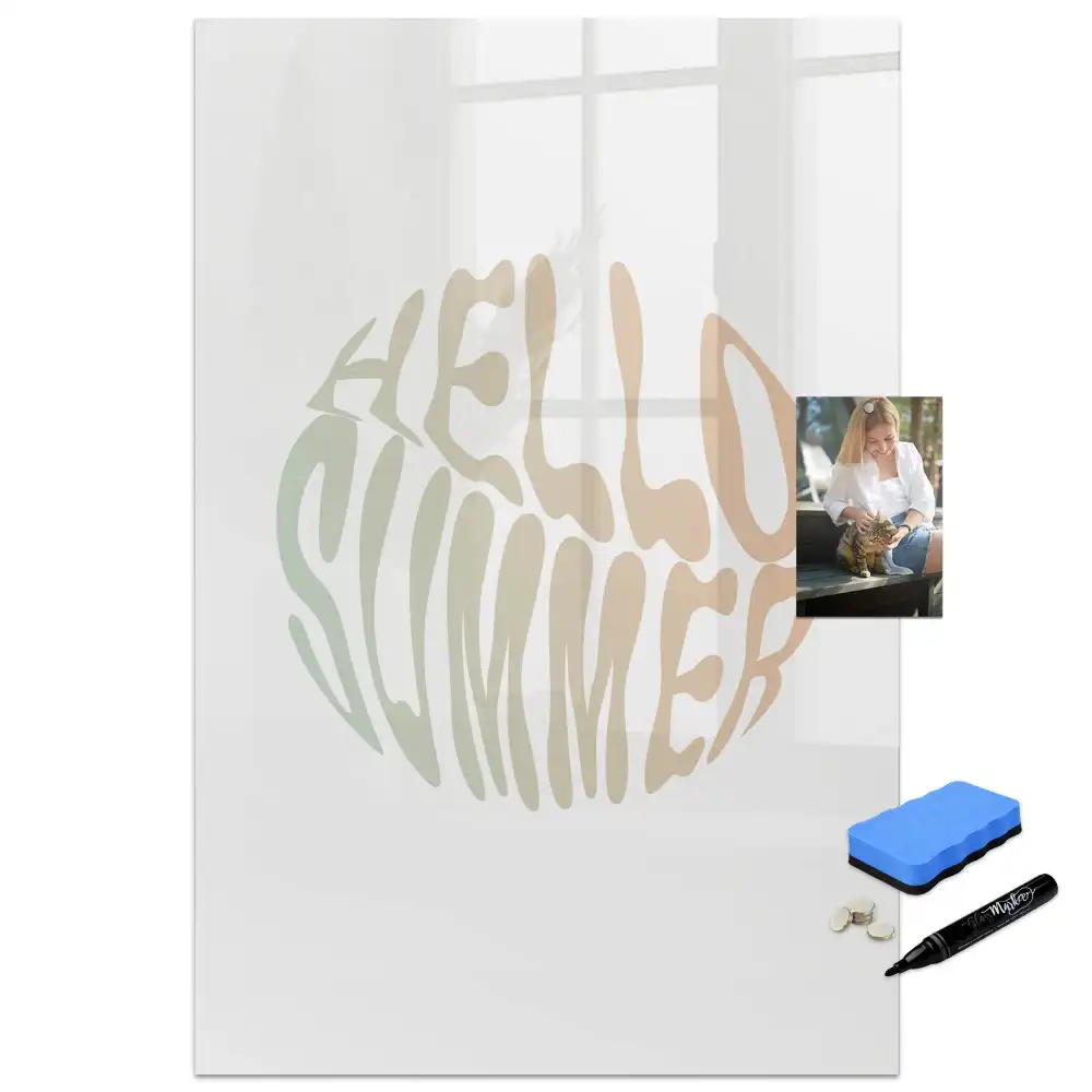 Tableau magnétique avec feutre et motif Bonjour été