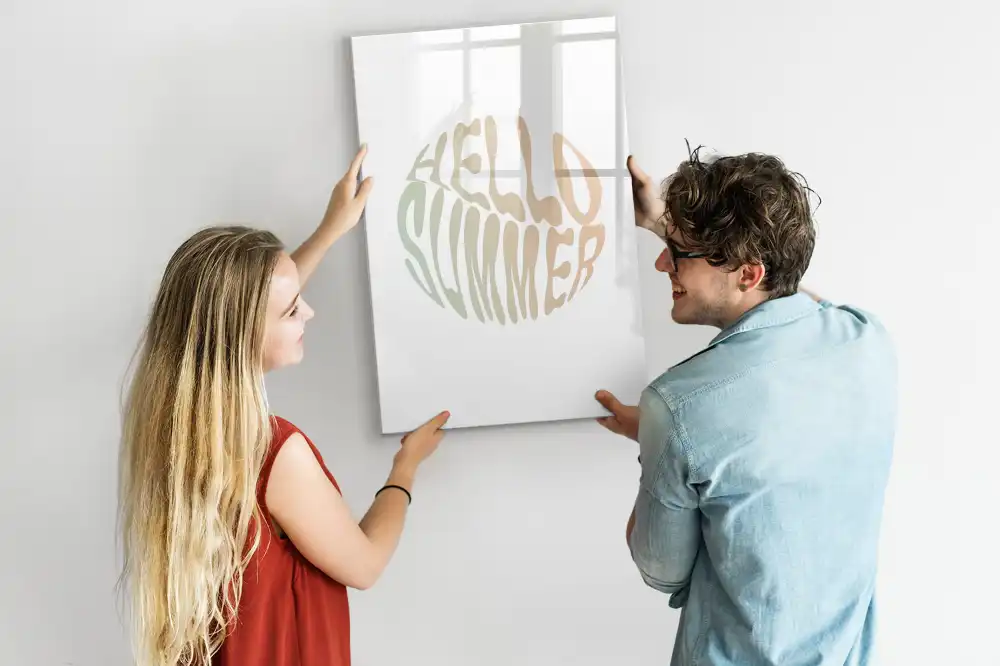 Tableau magnétique avec feutre et motif Bonjour été