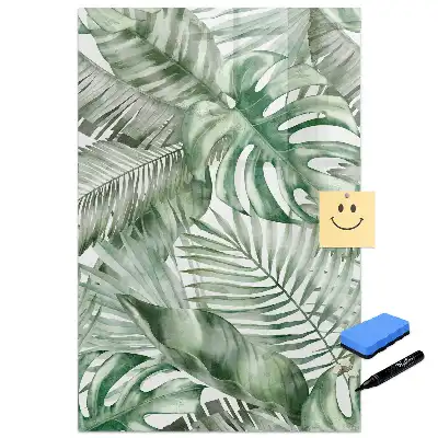 Tableau magnétique pour écriture motif feuilles peintes à l'aquarelle