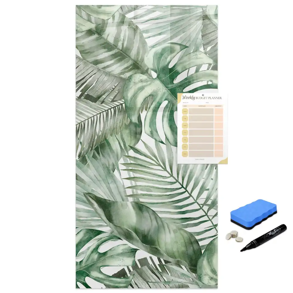 Tableau magnétique pour écriture motif feuilles peintes à l'aquarelle