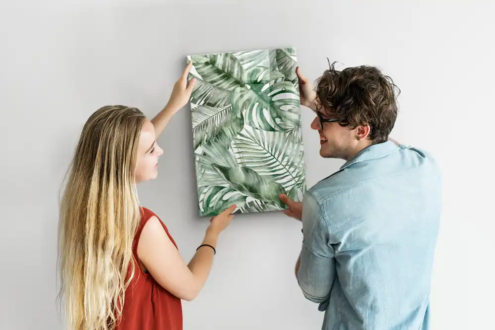 Tableau magnétique pour écriture motif feuilles peintes à l'aquarelle