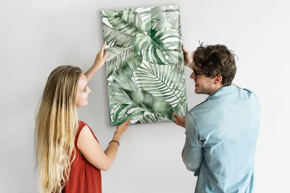Tableau magnétique pour écriture motif feuilles peintes à l'aquarelle