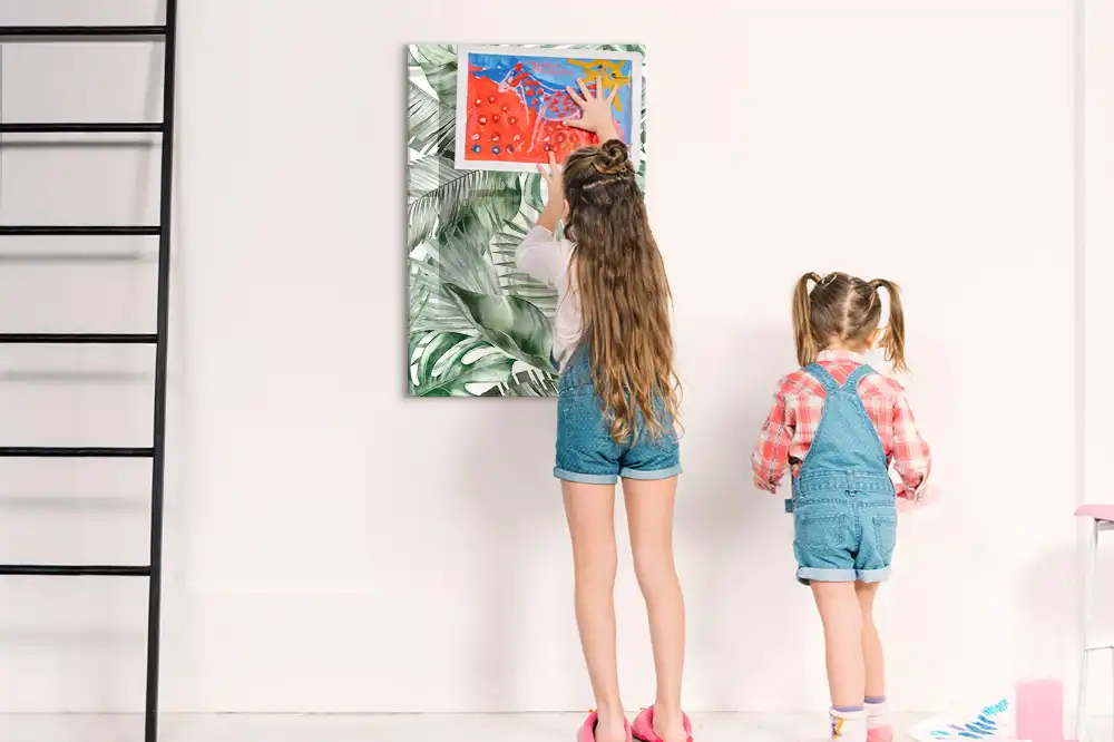 Tableau magnétique pour écriture motif feuilles peintes à l'aquarelle
