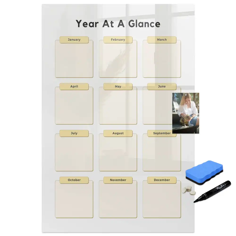 Tableau magnétique effaçable à sec pour planning annuel