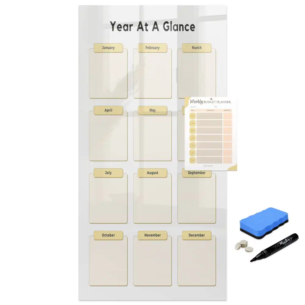 Tableau magnétique effaçable à sec pour planning annuel