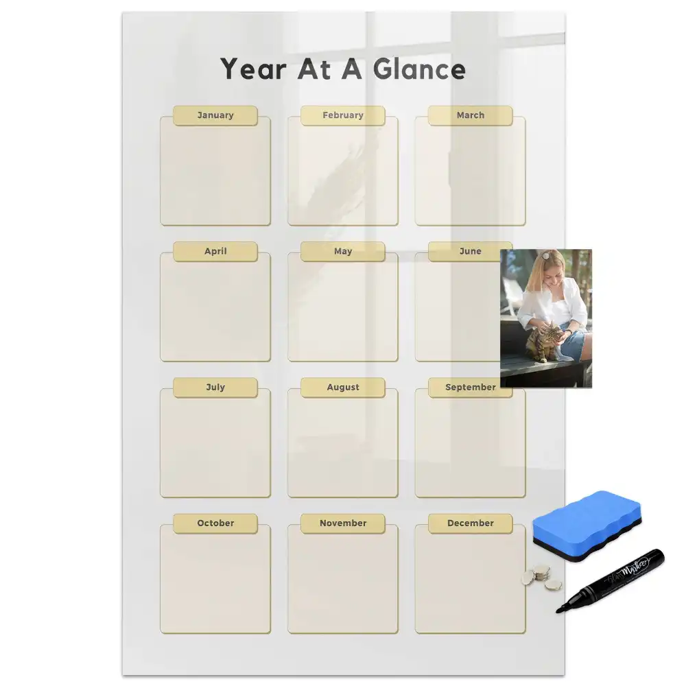 Tableau magnétique effaçable à sec pour planning annuel