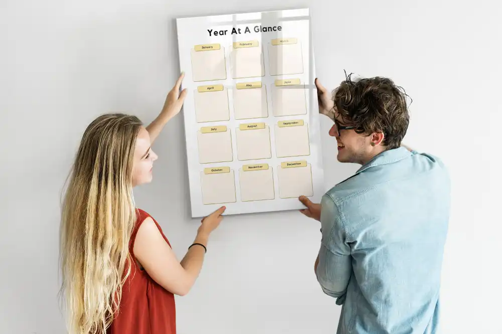 Tableau magnétique effaçable à sec pour planning annuel