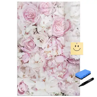Tableau blanc magnétique effaçable à sec motif boutons de rose