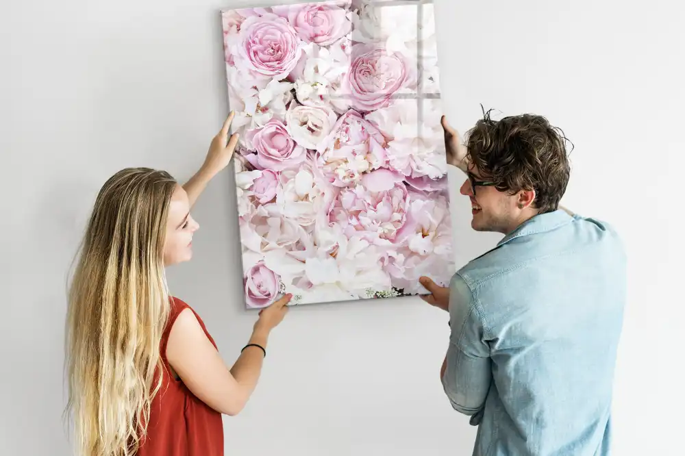 Tableau blanc magnétique effaçable à sec motif boutons de rose