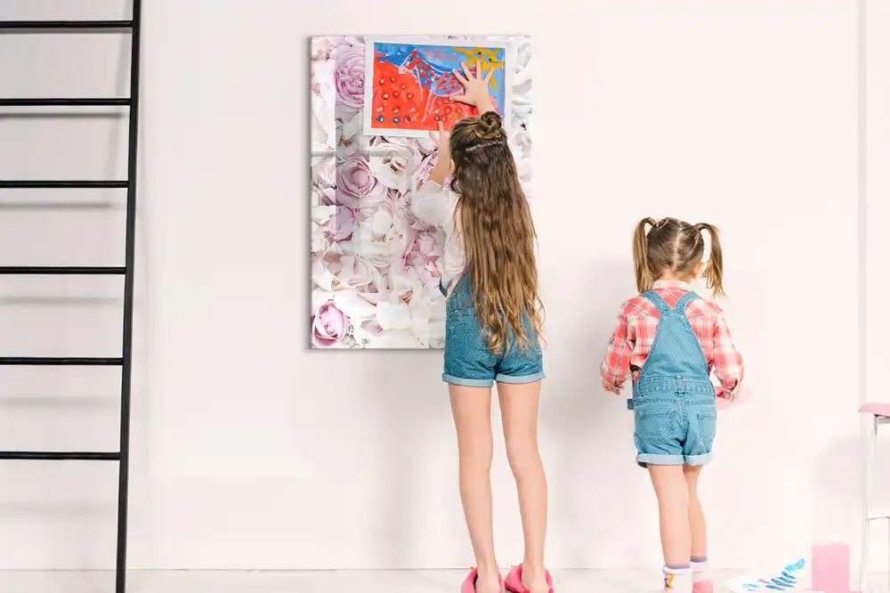 Tableau blanc magnétique effaçable à sec motif boutons de rose