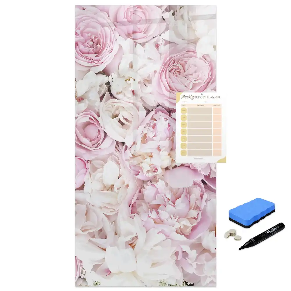 Tableau blanc magnétique effaçable à sec motif boutons de rose