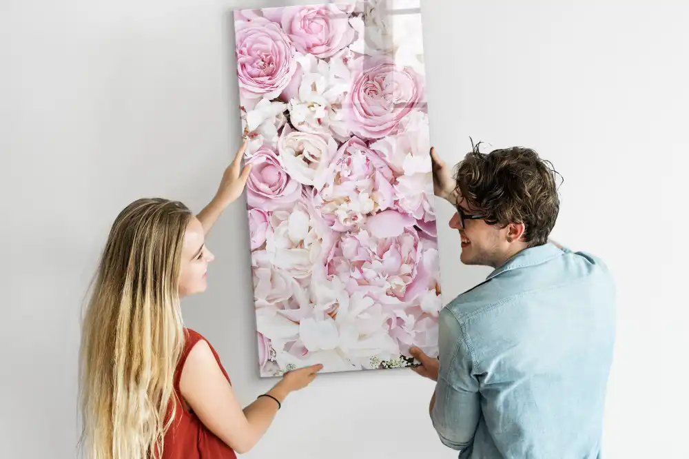 Tableau blanc magnétique effaçable à sec motif boutons de rose