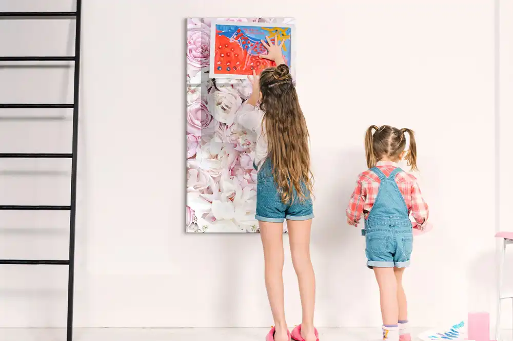 Tableau blanc magnétique effaçable à sec motif boutons de rose