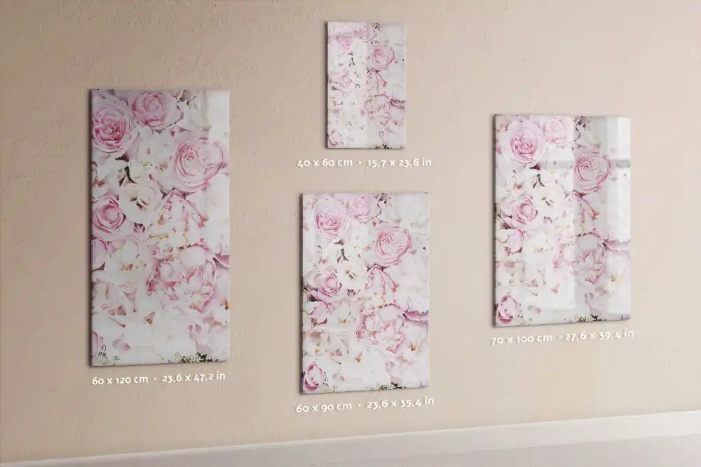 Tableau blanc magnétique effaçable à sec motif boutons de rose