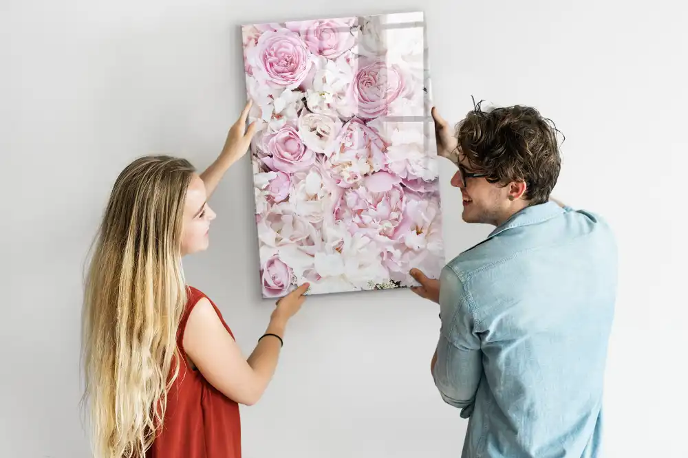 Tableau blanc magnétique effaçable à sec motif boutons de rose