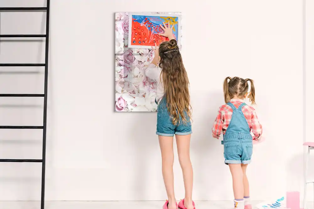 Tableau blanc magnétique effaçable à sec motif boutons de rose