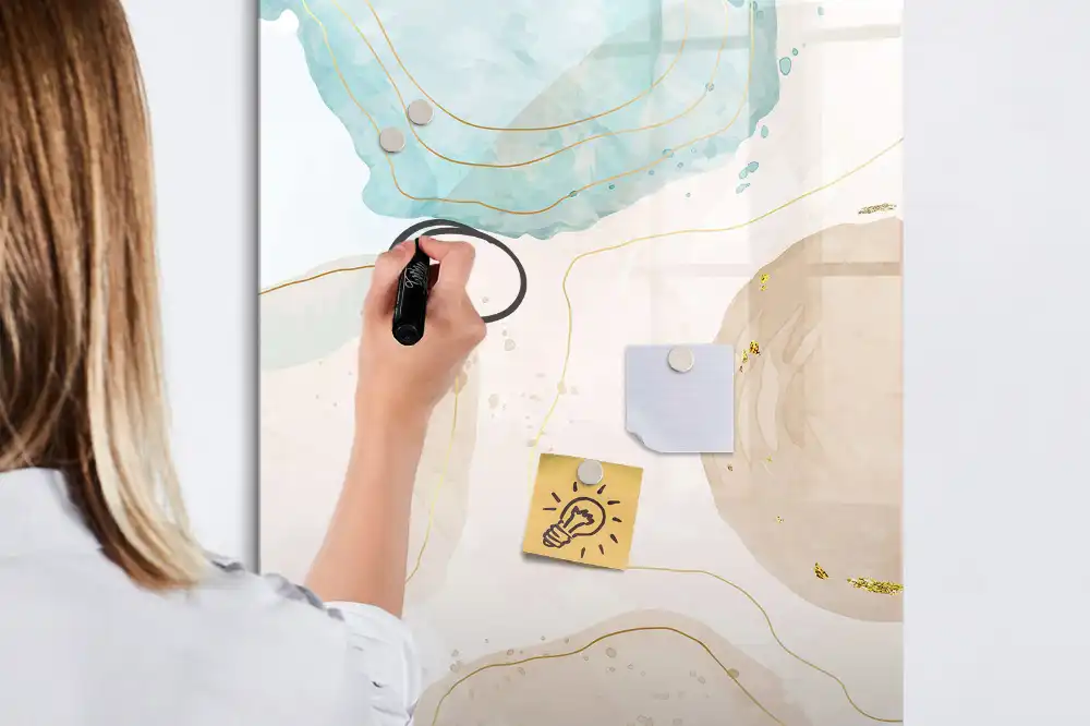 Tableau blanc magnétique effaçable à sec aux motifs de points pastel