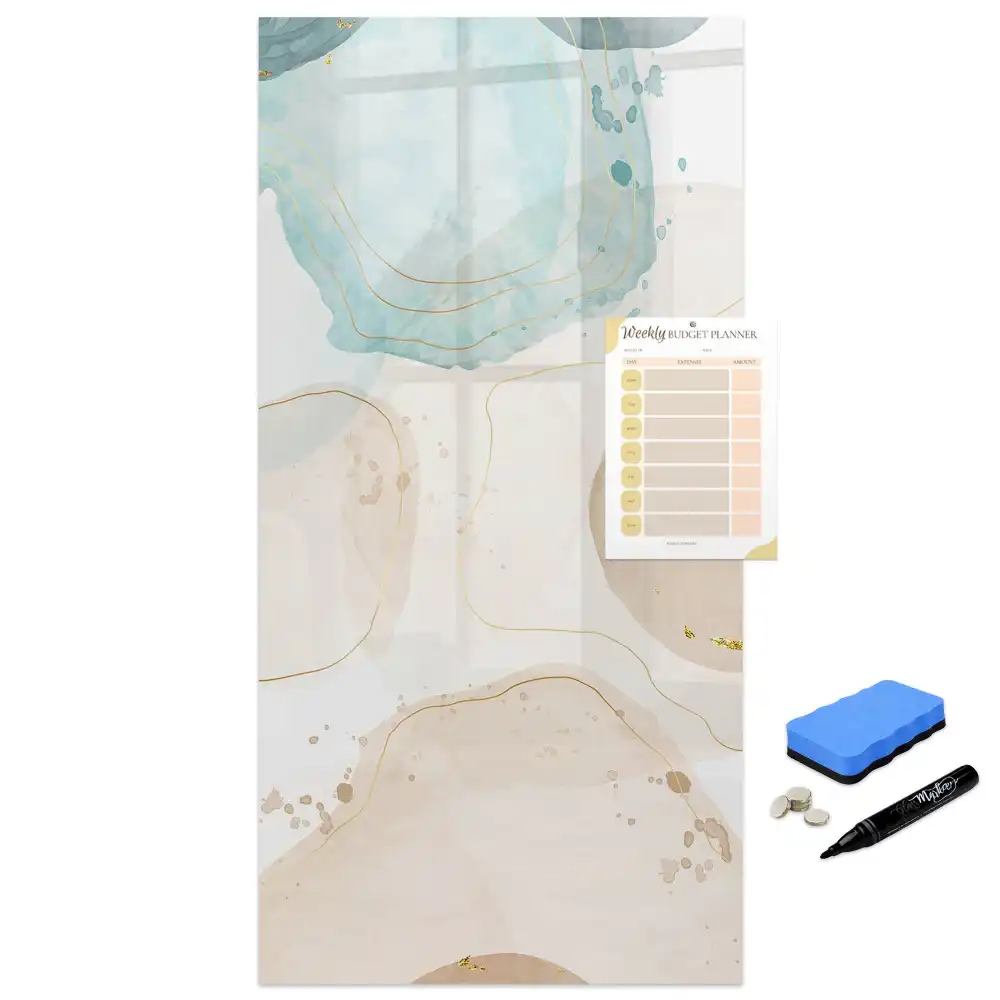 Tableau blanc magnétique effaçable à sec aux motifs de points pastel
