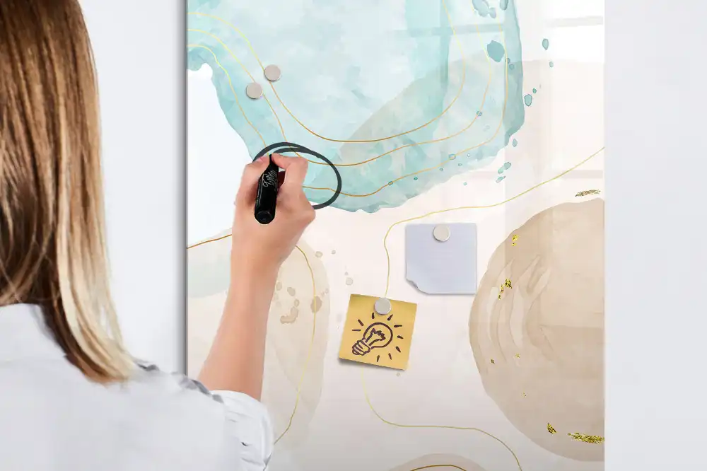 Tableau blanc magnétique effaçable à sec aux motifs de points pastel