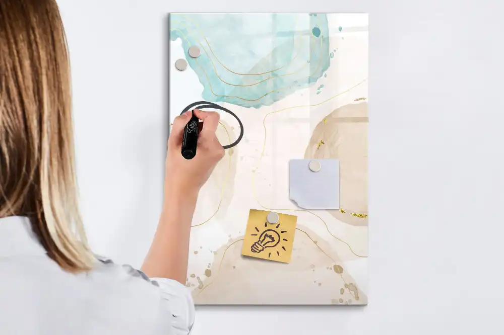 Tableau blanc magnétique effaçable à sec aux motifs de points pastel