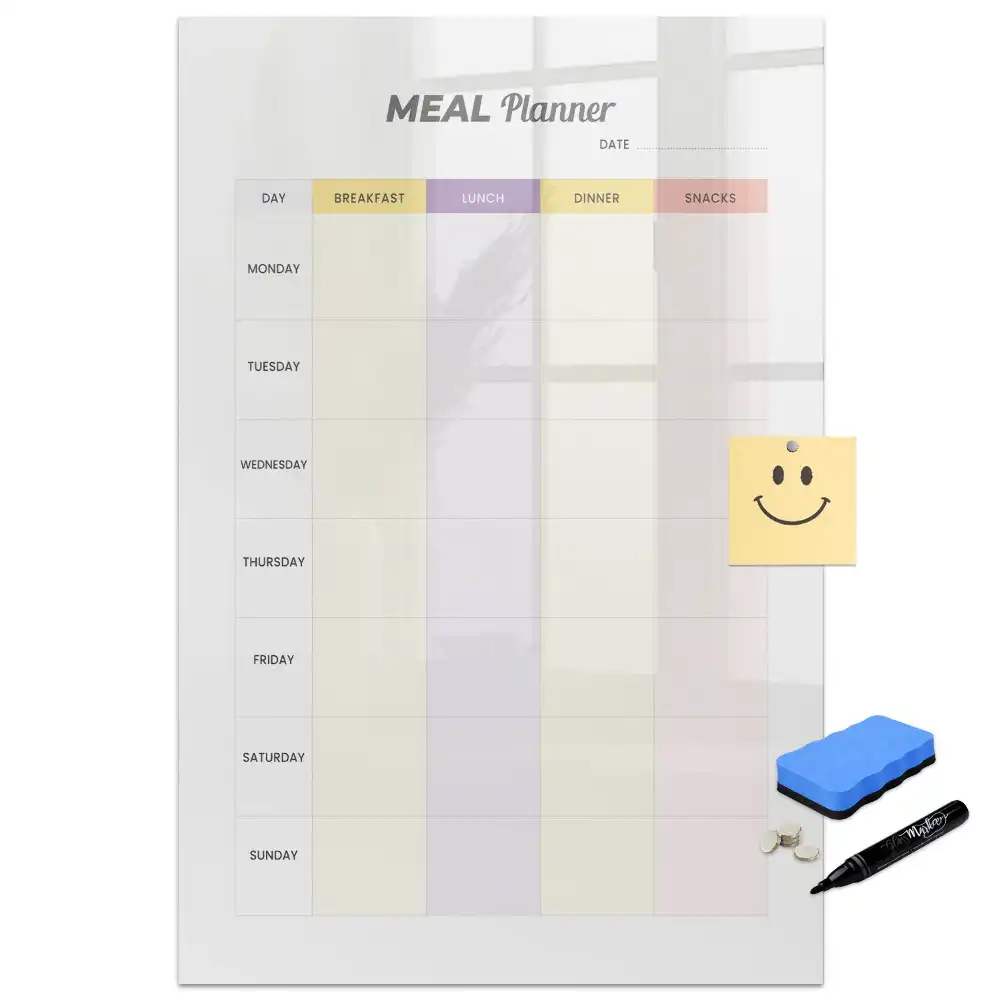 Tableau blanc magnétique effaçable à sec pour planning de repas