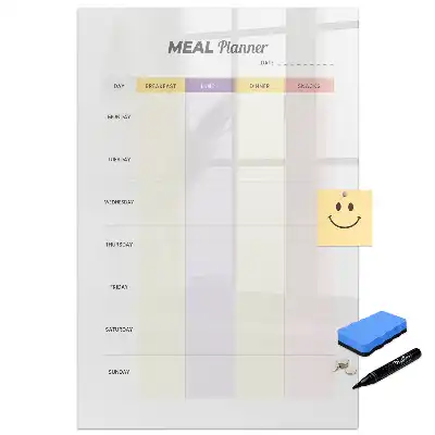 Tableau blanc magnétique effaçable à sec pour planning de repas