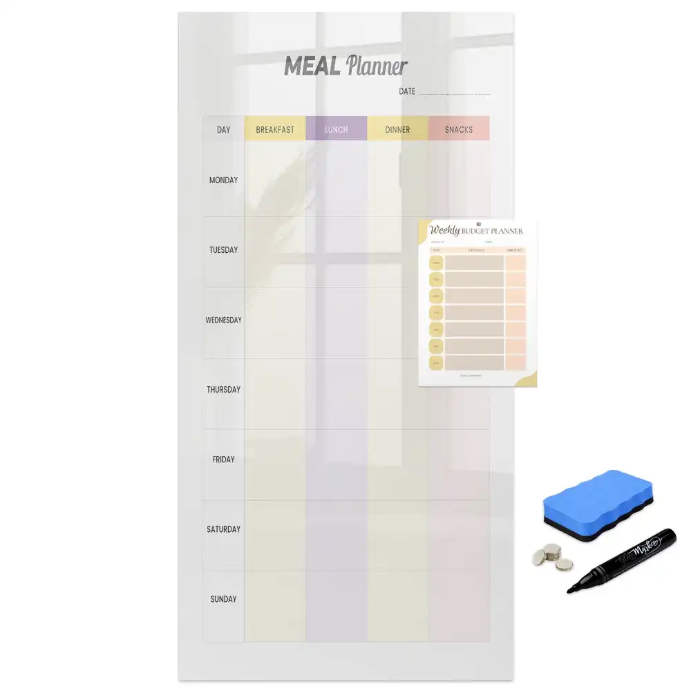 Tableau blanc magnétique effaçable à sec pour planning de repas