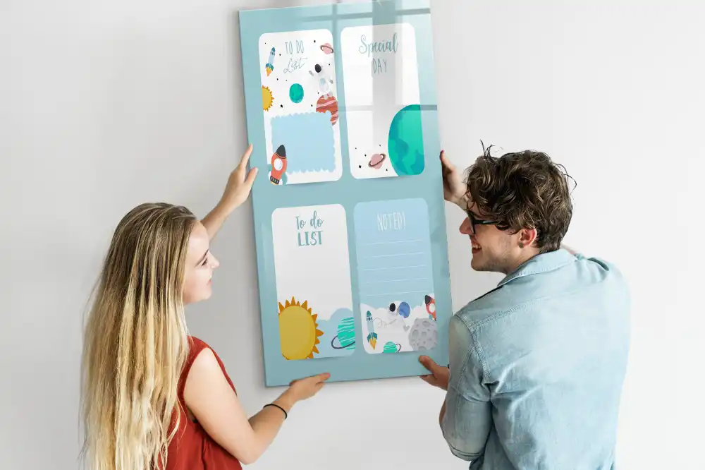 Tableau magnétique pour écriture motif calendrier cosmique