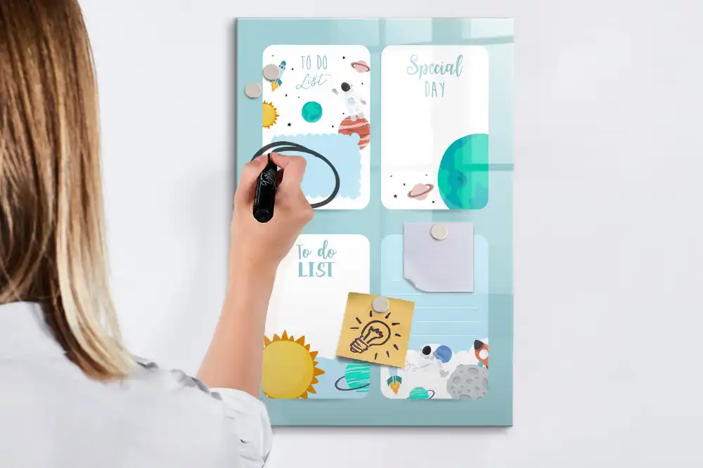 Tableau magnétique pour écriture motif calendrier cosmique