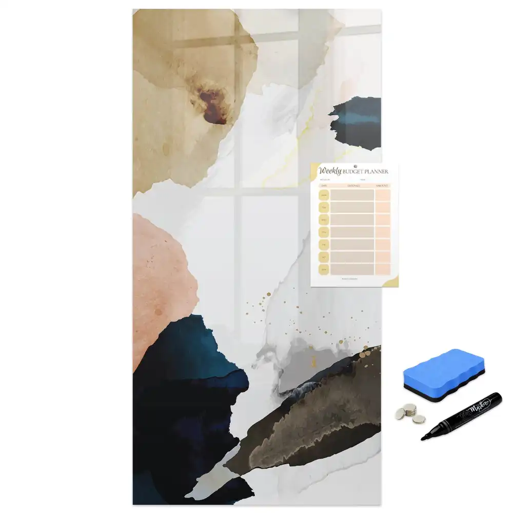 Tableau blanc magnétique effaçable à sec motif abstraction aquarelle