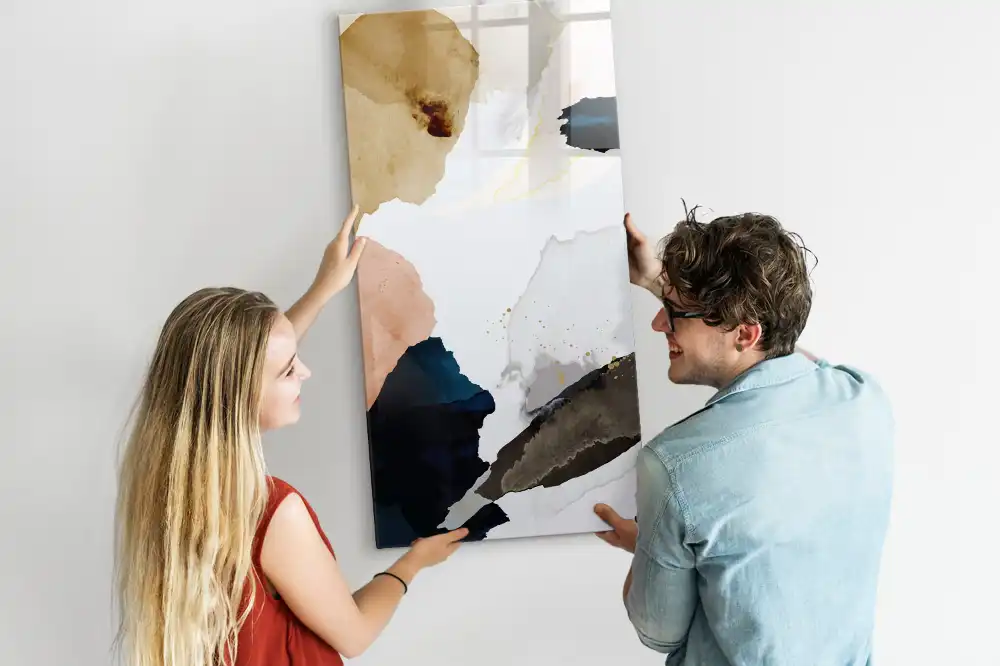 Tableau blanc magnétique effaçable à sec motif abstraction aquarelle
