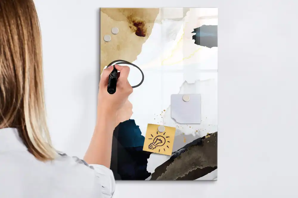 Tableau blanc magnétique effaçable à sec motif abstraction aquarelle