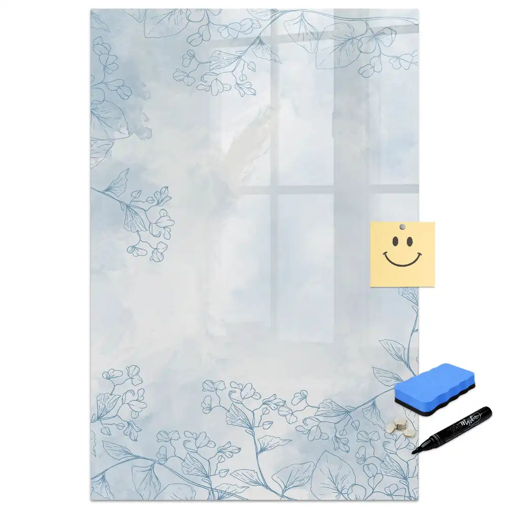 Tableau blanc magnétique effaçable à sec motif floral
