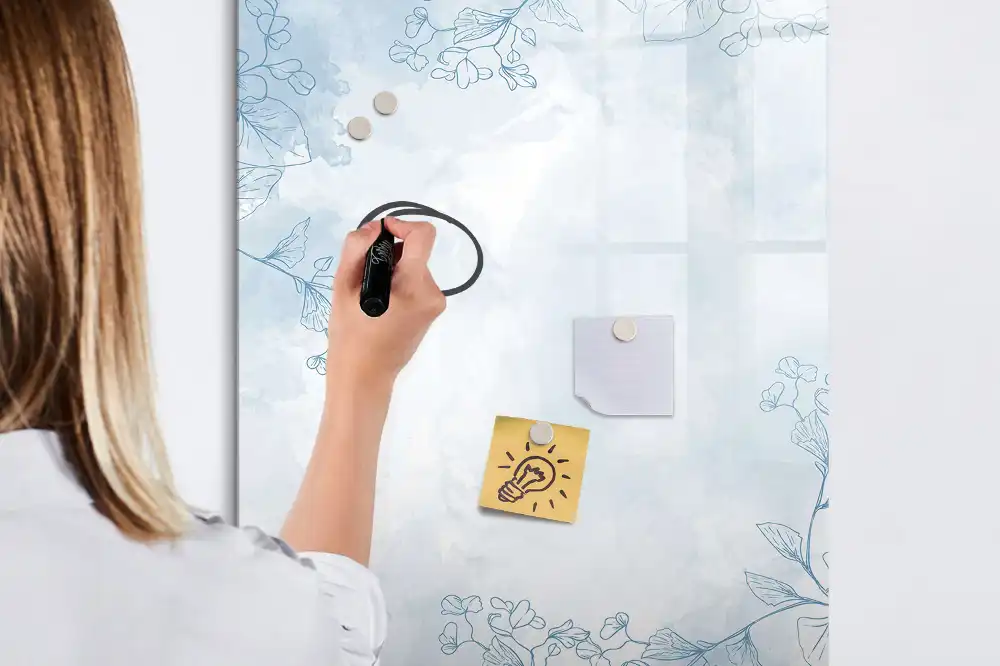 Tableau blanc magnétique effaçable à sec motif floral