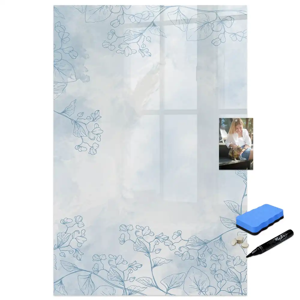 Tableau blanc magnétique effaçable à sec motif floral