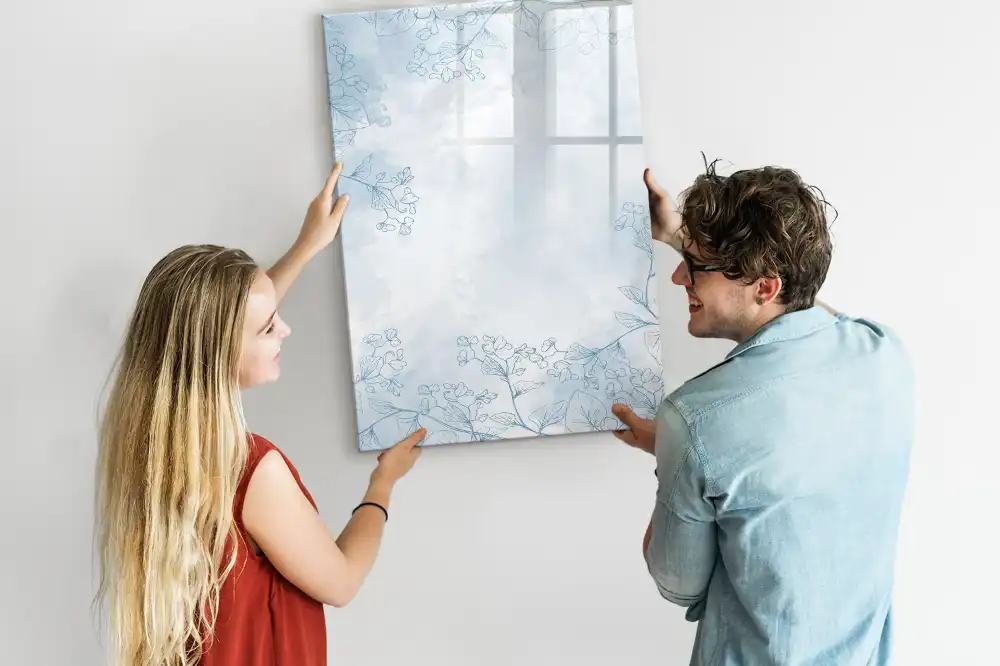 Tableau blanc magnétique effaçable à sec motif floral