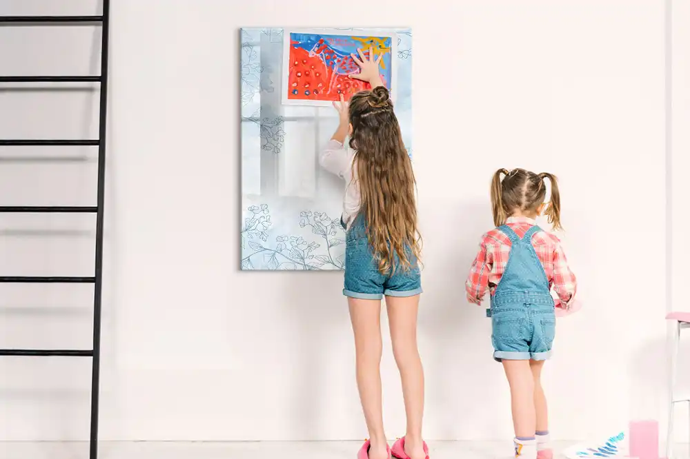 Tableau blanc magnétique effaçable à sec motif floral