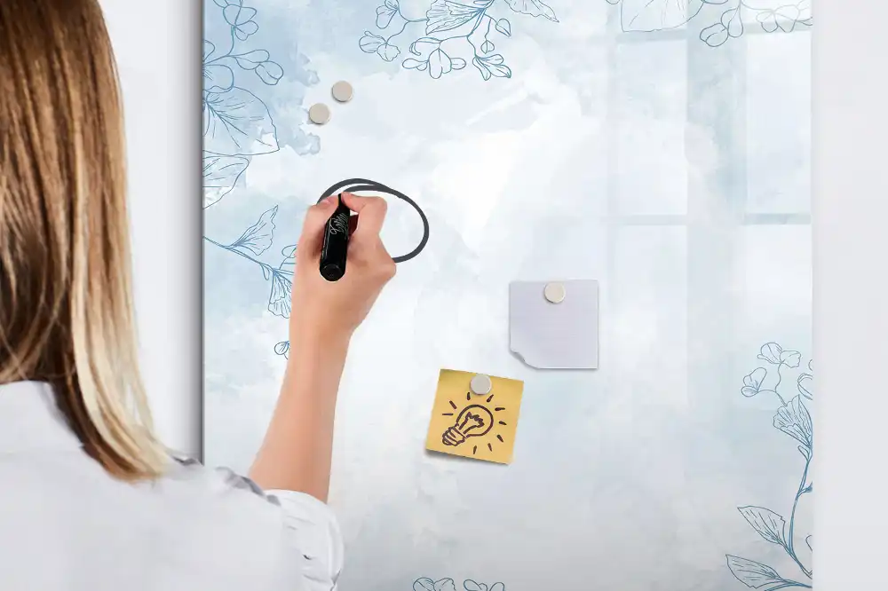 Tableau blanc magnétique effaçable à sec motif floral
