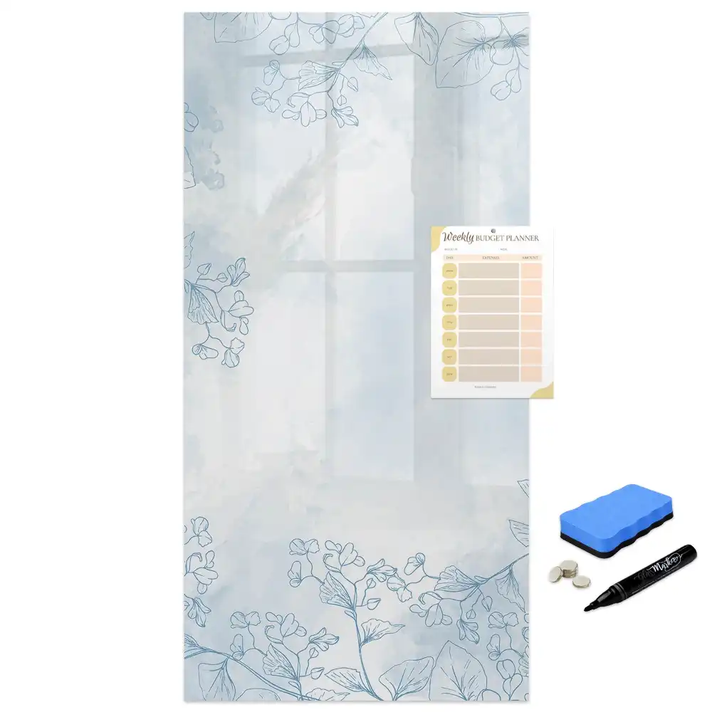 Tableau blanc magnétique effaçable à sec motif floral