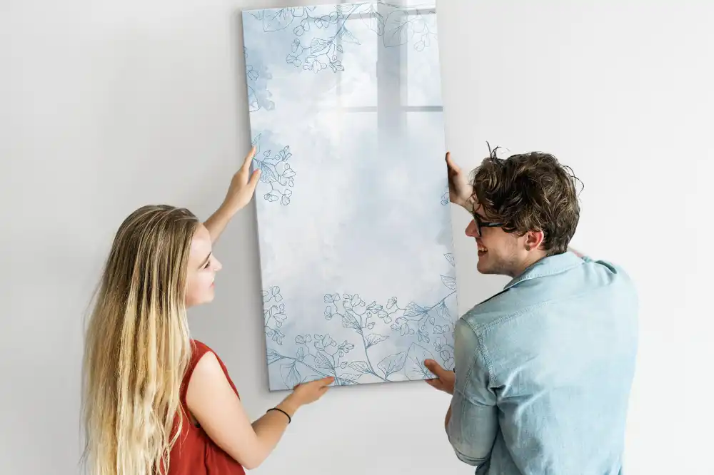 Tableau blanc magnétique effaçable à sec motif floral
