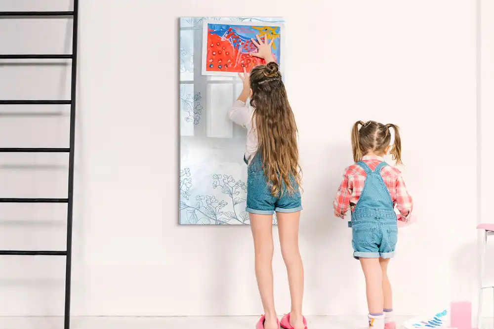 Tableau blanc magnétique effaçable à sec motif floral