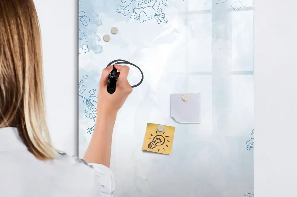 Tableau blanc magnétique effaçable à sec motif floral
