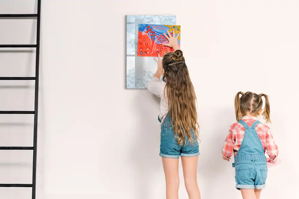 Tableau blanc magnétique effaçable à sec motif floral