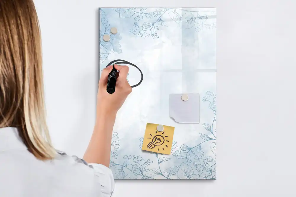 Tableau blanc magnétique effaçable à sec motif floral