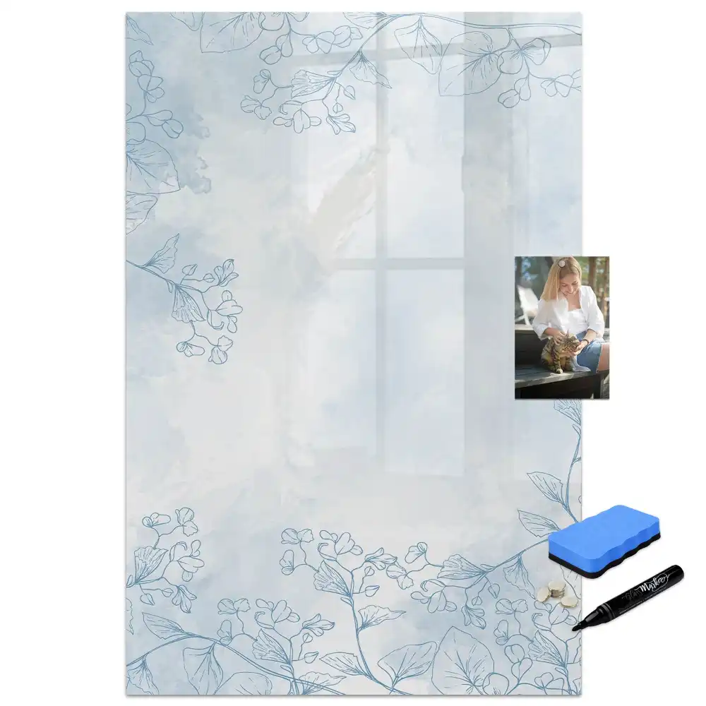 Tableau blanc magnétique effaçable à sec motif floral