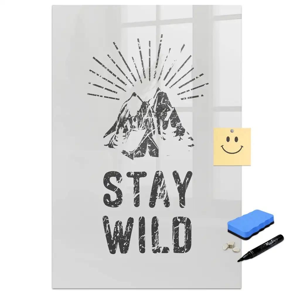 Tableau magnétique effaçable à sec motif montagne Stay Wild