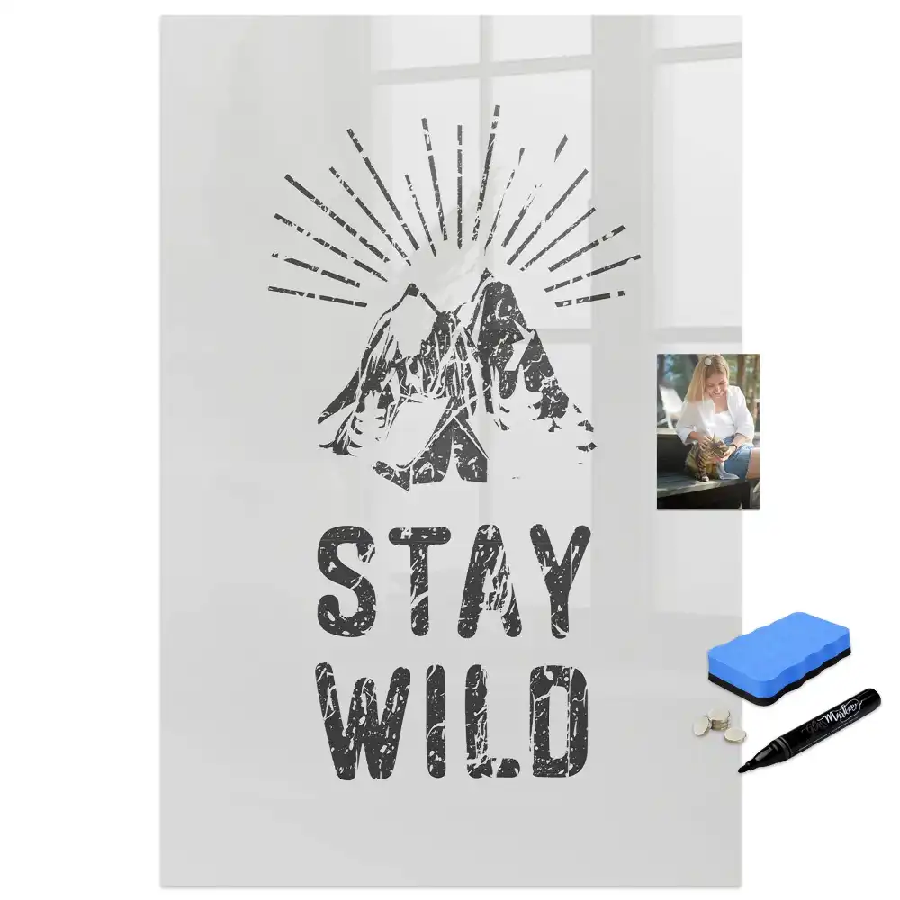 Tableau magnétique effaçable à sec motif montagne Stay Wild