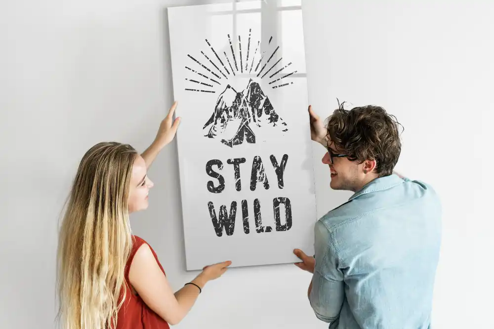 Tableau magnétique effaçable à sec motif montagne Stay Wild